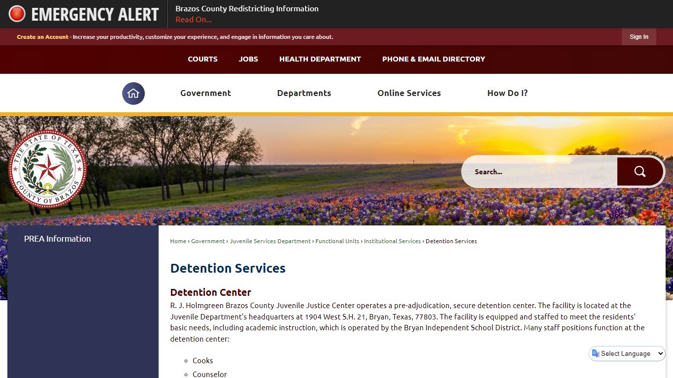 Detention Services | Brazos County, TX - Official Website